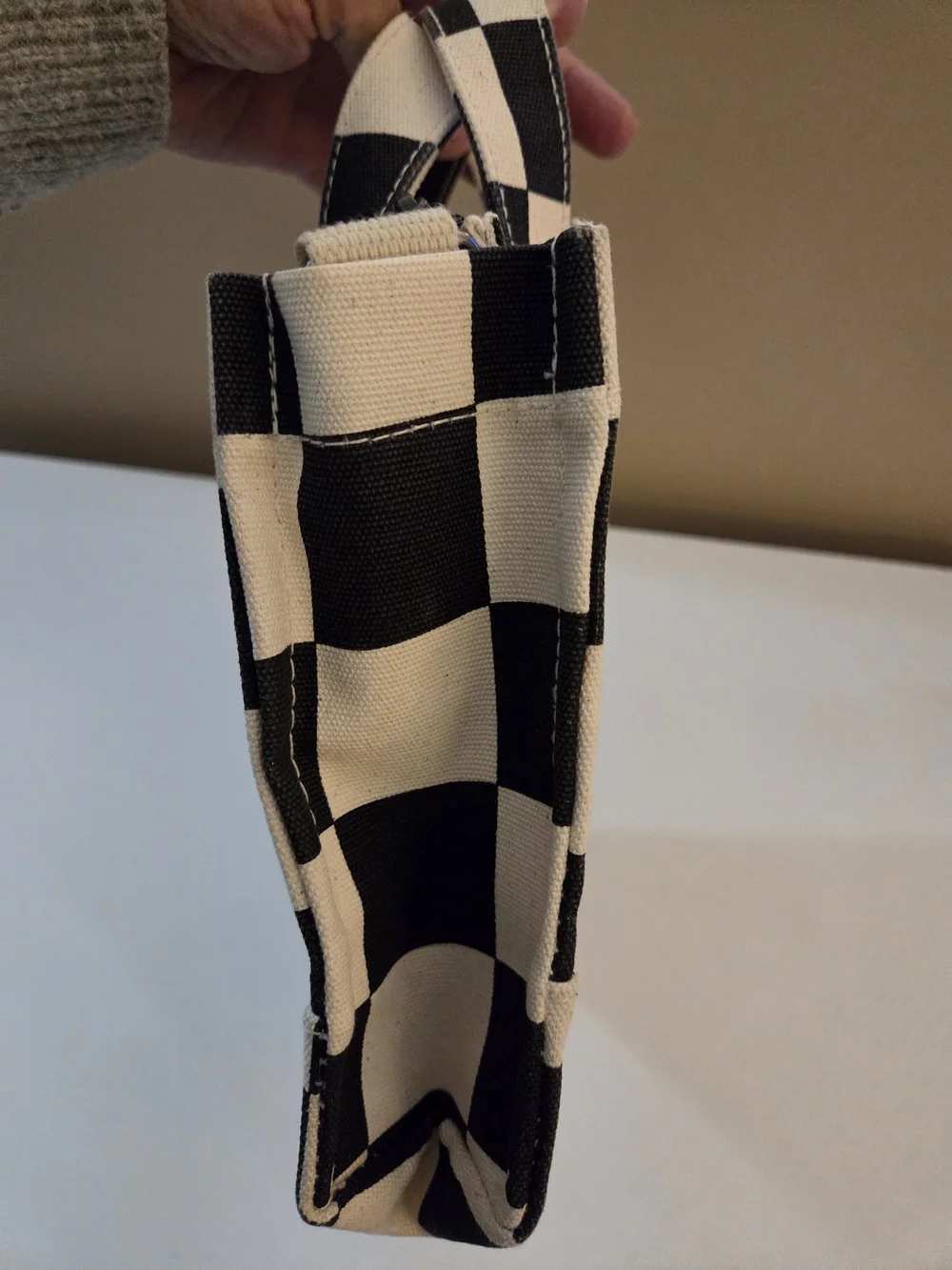 Vans Lil Pergs Checkerboard Mini Tote Bag Black Cream Canvas